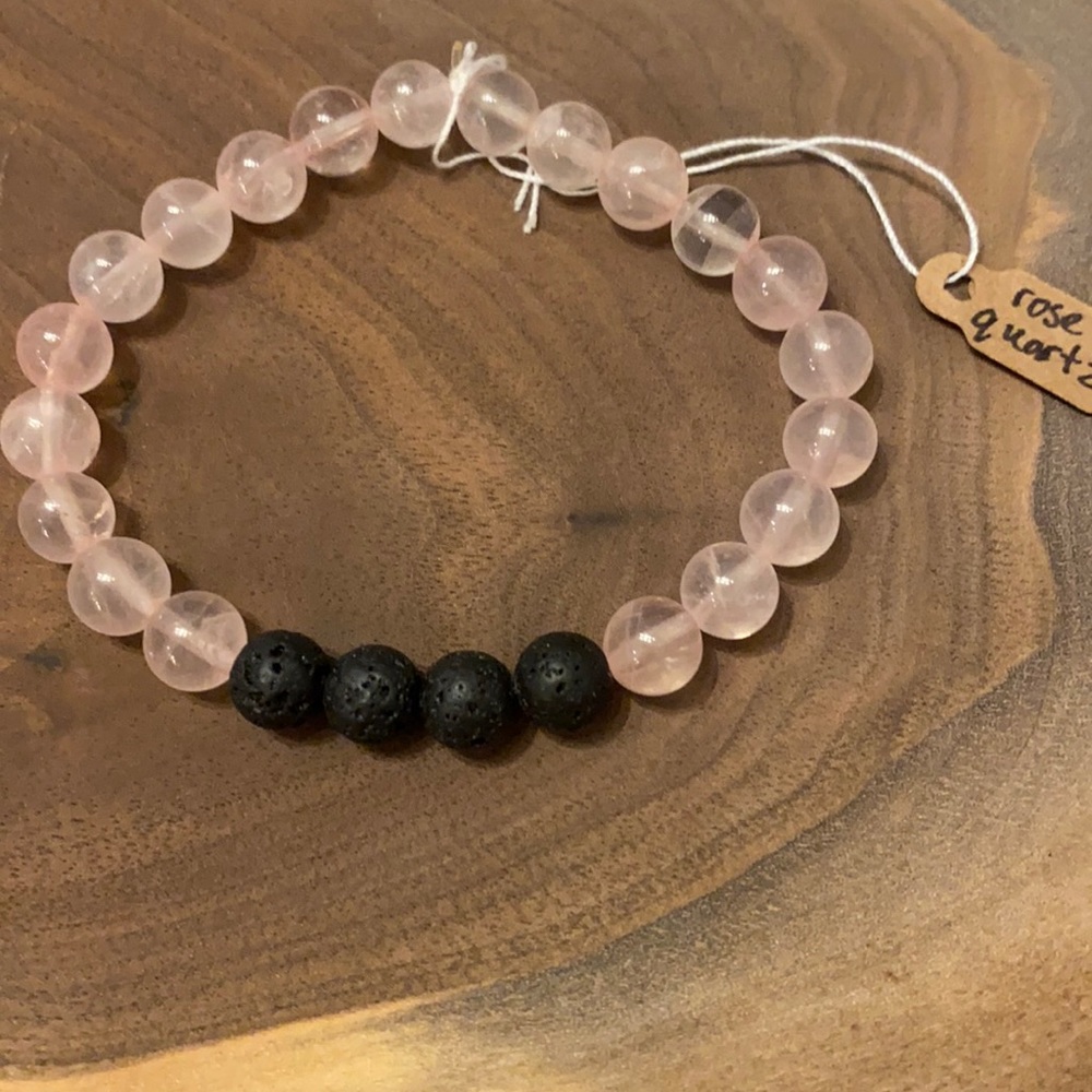 Rose quartz lava bead diffuser bracelet